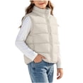 thumbnail image 2 of vokkrv Kids Solid Color Zip Up Sleeveless Jacket, Wind Resistant Warm Casual Outerwear, Fashion Daily Coat for Boys Girls Winter Outdoor Activities White 7-8 Years, 2 of 7