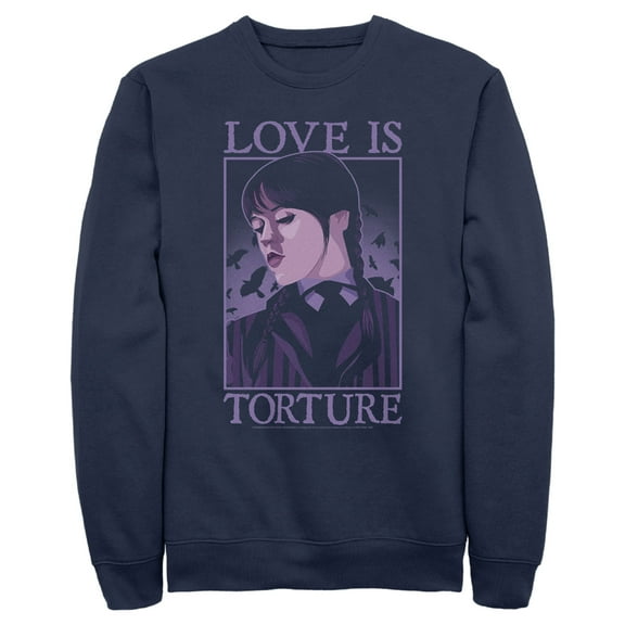 Men's Wednesday Love Is Torture  Sweatshirt Navy Blue 2X Large