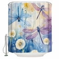 thumbnail image 2 of Purple Summer Dragonfly Bathroom Curtain 72 Inch Shower Curtain with Hooks, Spring Floral Watercolor Waterproof Polyester Bath Curtain Washable Bathtub Curtain 60''x 72'', 2 of 6