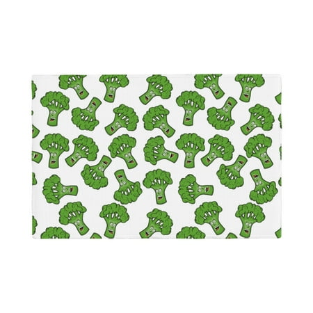 

Table Placemats Set of 6 - smiling broccoli cute funny 12x18 In Faux Linen Double Heat Resistant Place Mats Cloth Indoor/Outdoor Placemats Washable Table Mats for Dining Kitchen Party