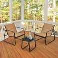 thumbnail image 5 of Costway 3 Pieces Patio Conversation Set Outdoor Metal Chair & Table Tempered Glass Top, 5 of 11