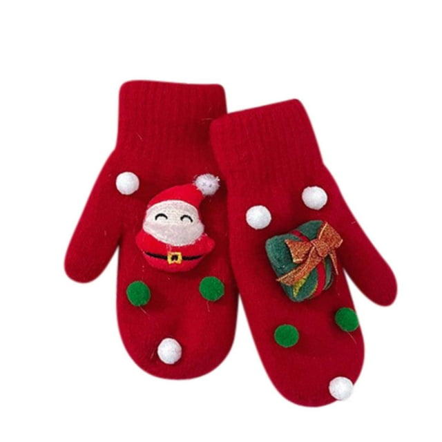 Accessoires de Noël Rouges Gants Chauds pour Femmes Décoration Père Noël Nœud Couleur Rouge Taille Unique Tricot Coton Mode Temps Froid