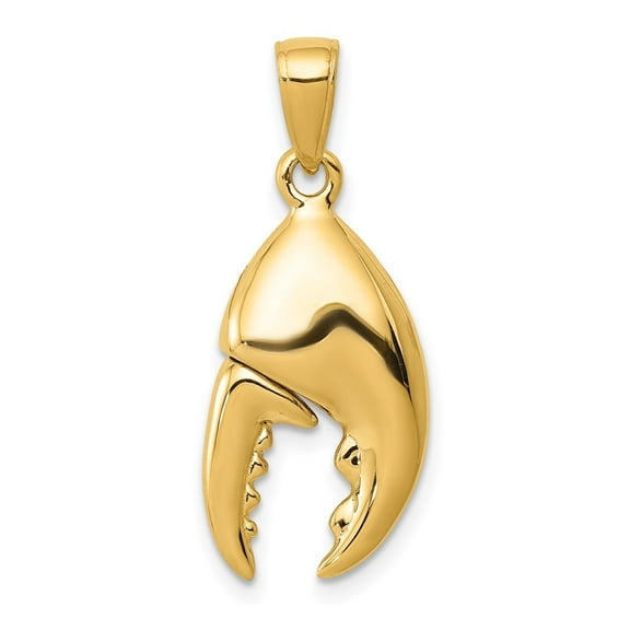 Diamond2Deal 14K Yellow Gold 3-D Moveable Stone Crab Claw Pendant for Men (L- 1.03 in, W- 0.44 in)