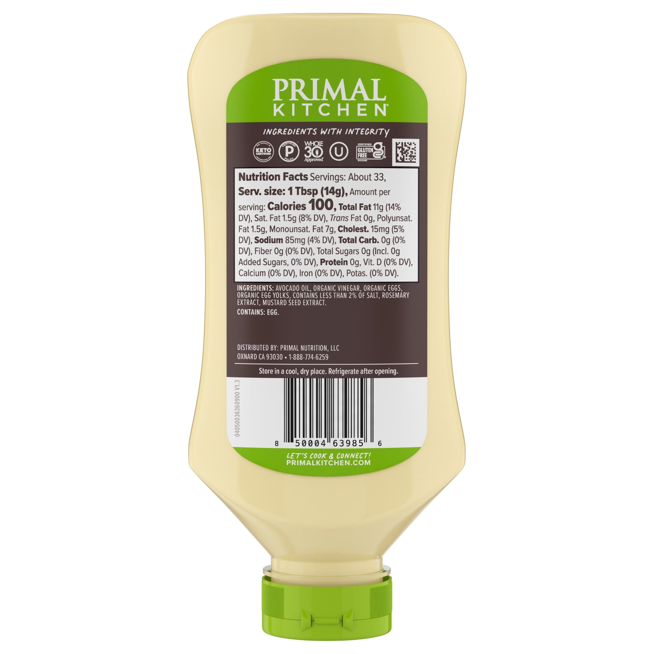 (6 pack) Primal Kitchen Squeeze Mayo Made with Avocado Oil 17 oz