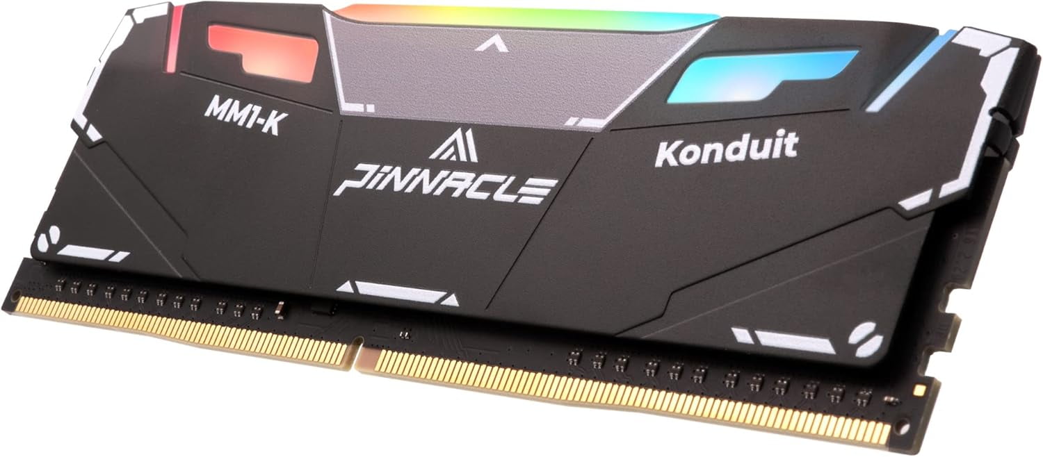 Timetec Pinnacle Konduit RGB 32GB KIT(2x16GB) DDR4 3200MHz PC4-25600 CL16-18-18-38 XMP2.0 Overclocking 1.35V Dual Rank Compatible for AMD and Intel Desktop Gaming PC Memory Module - Black