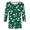 thumbnail image 5 of YOTAMI 3/4 Sleeve Tops for Women Plus Size Crew Neck Summer Casual Blouses Fashion Floral Print Loose Fit Pullover Tops Blouses Green, 5 of 5