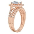thumbnail image 2 of Clara Pucci 18K Rose Gold Emerald Cut 1Ct Natural Aquamarine Engagement Ring + Matching Band - Luxury Box Included, 2 of 5