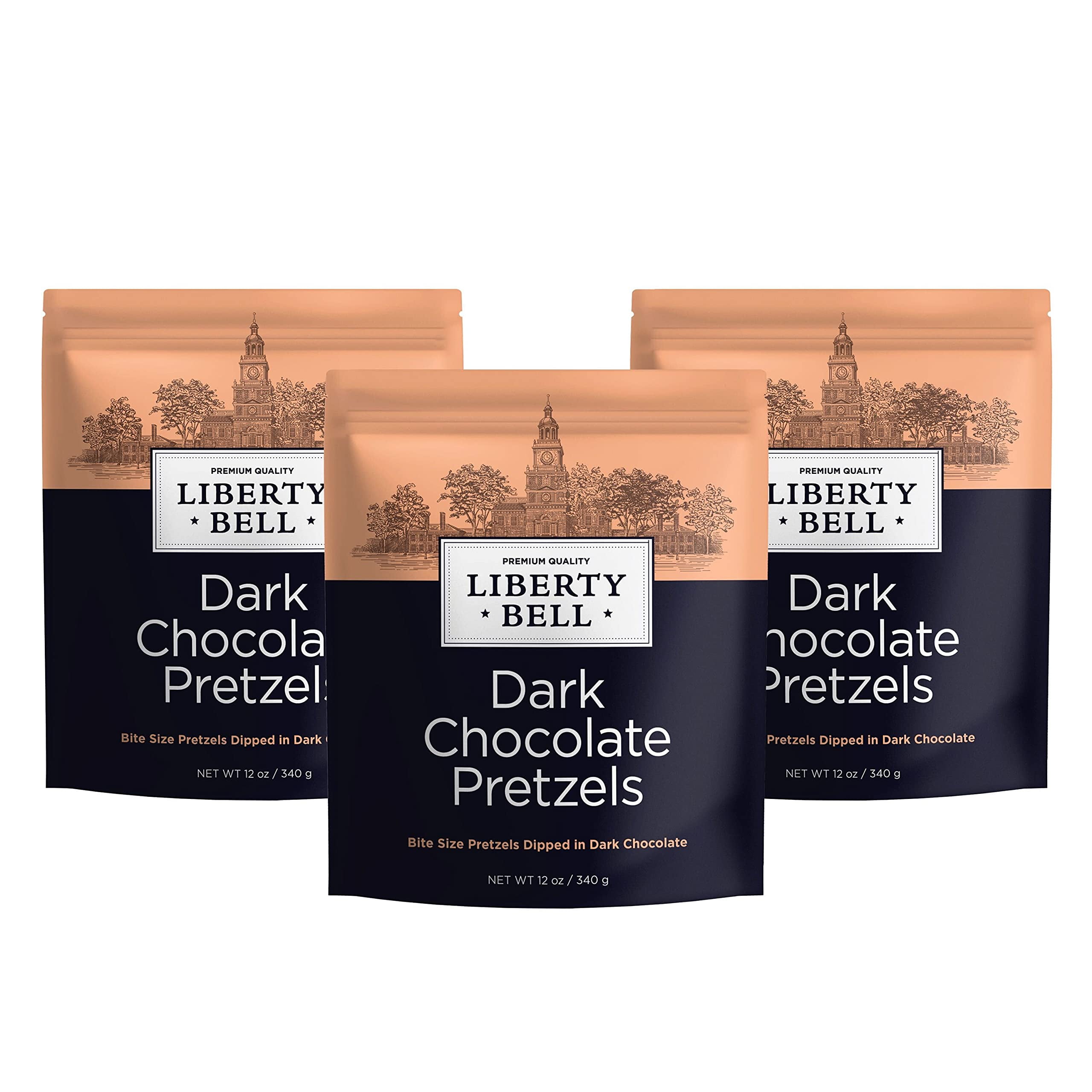 Liberty Bell Dark Chocolate Covered Pretzels, Mini Pretzels Dipped in Dark Chocolate, 12 Ounce