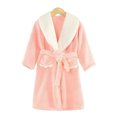 thumbnail image 3 of Bixock Unisex Toddler Robe for Girls Boys Hooded Robe Kids Fleece Bathrobe Children Loungewear Notched Collar Long Sleeve Pocket Wrap Belt Absorbent Outfit for 3 To 10 Years Fall Winter Sleepwear, 3 of 5