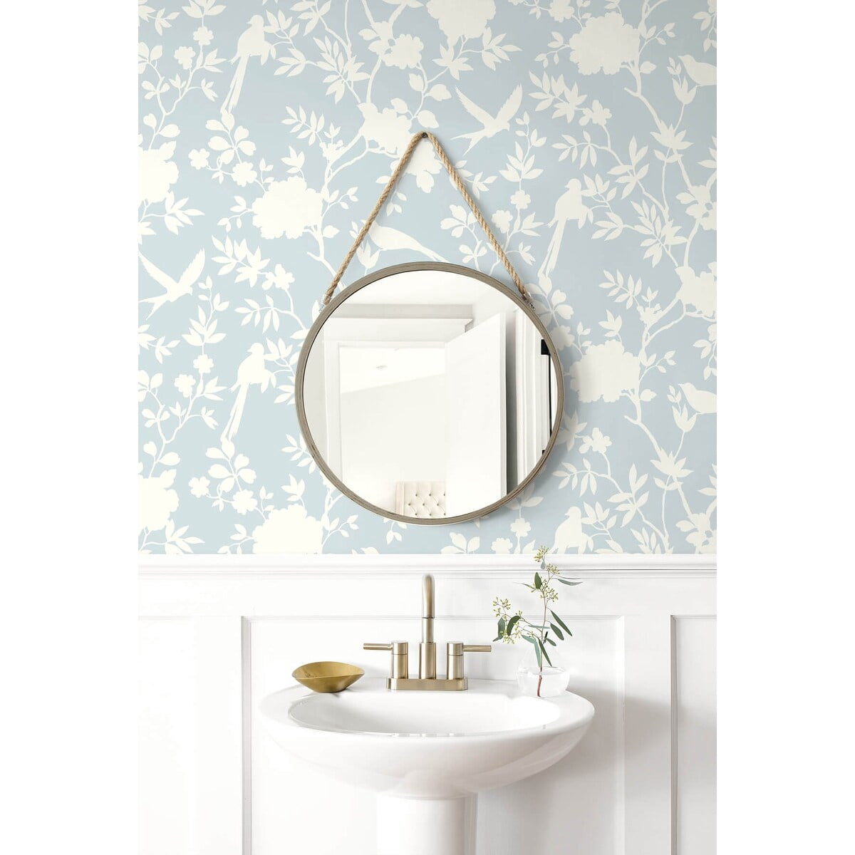 Luxe Haven Mono Toile Peel and Stick Wallpaper Hampton Blue