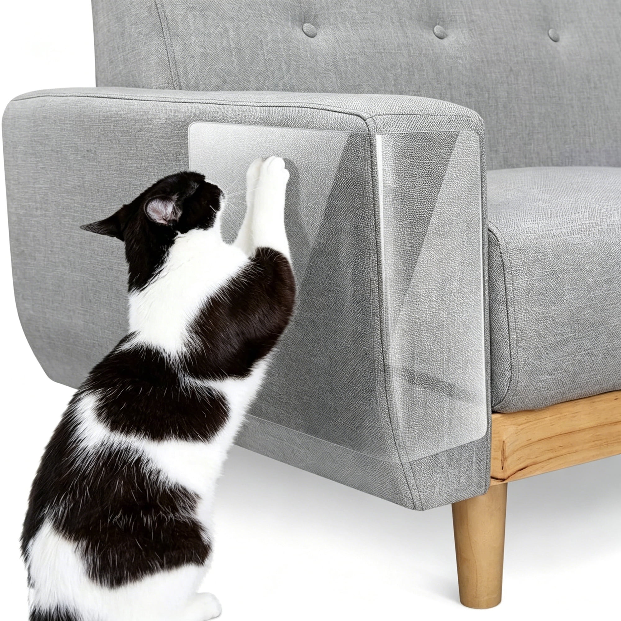 ICERUN Cat Scratch Furniture Protector 【16 Pack】Cat Scratch Deterrent Tape Furniture Protectors Training Tape Couch Corner Cat Scratch Repellent with 90 Pcs Upholstery Pins White
