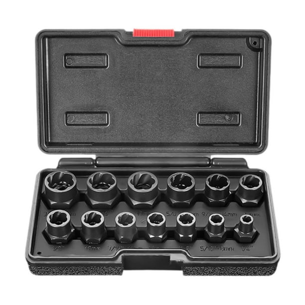 Juego de 13 piezas de herramientas de accionamiento de enchufe, suministros de adaptador de enchufe, extractor de pernos y tuercas rotas portátiles
