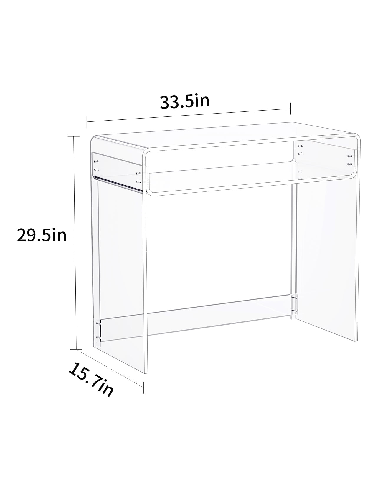 Solaround Acrylic Modern and Sleek Computer Office Desk, Clear