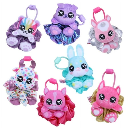 ScrunchMiez 7 Pack - Exclusive Scrunchies - Transforms From Hair Scrunchie to Plush Friend & Backpack clip!