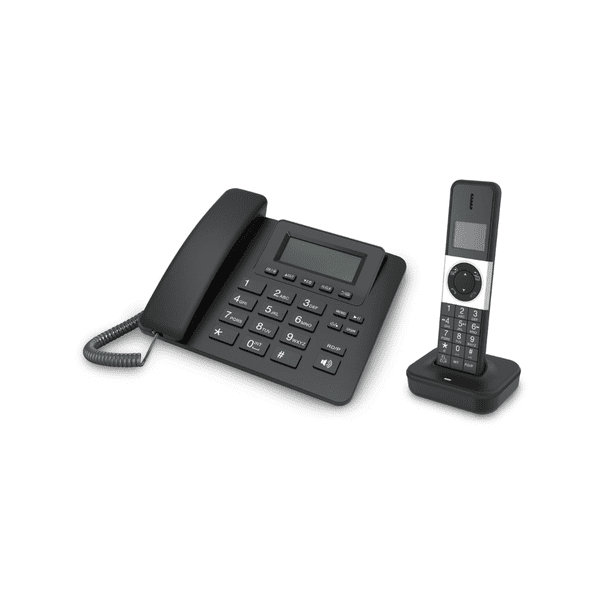 Teléfono Fijo + Inalámbrico Negro | Identificación de Llamadas y Alta Durabilidad