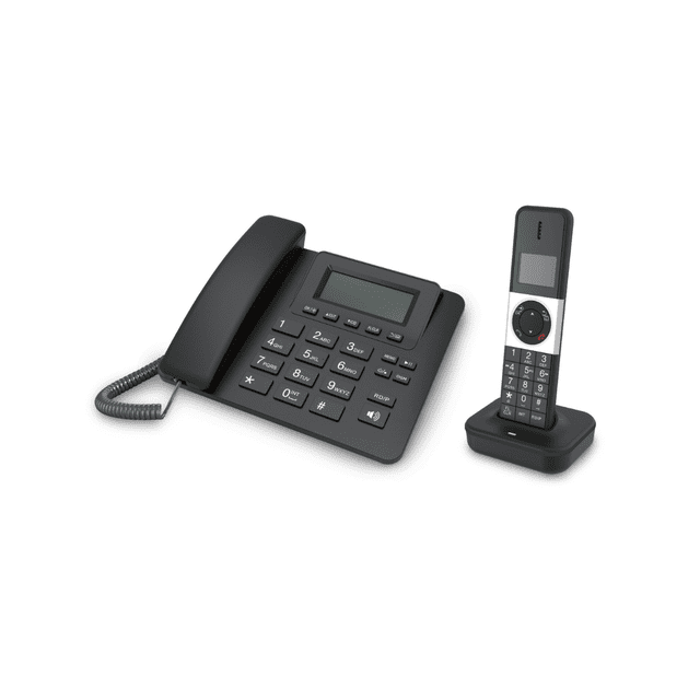 Teléfono Fijo + Inalámbrico Negro | Identificación de Llamadas y Alta Durabilidad