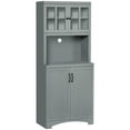 thumbnail image 2 of HOMCOM Kitchen Hutch, Pantry Cabinet with Glass Framed Door, Adjustable Shelves and Microwave Space for Dining Room, Gray, 2 of 9