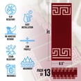 thumbnail image 2 of Slip-Resistant, Non-Adhesive, Durable, Stain-Resistant, Washable 8.5x26 in. Stair Treads to Enhance Safety, Protect Stairs, and Reduce Noise. Red and White Contemporary Greek Key Design, Set of 13, 2 of 7