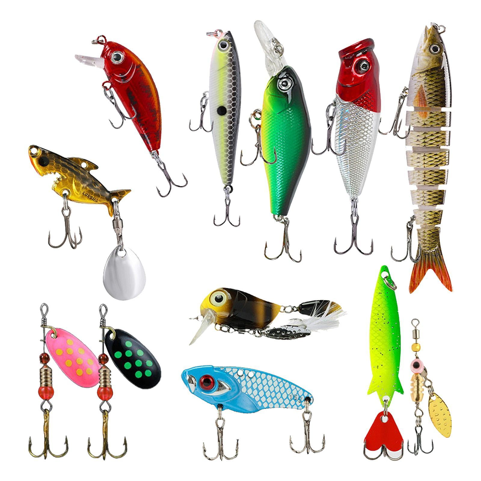 Wswqop 12x Fishing Lures, Hard Baits, for Saltwater Freshwater Fishing Tackle Simulated