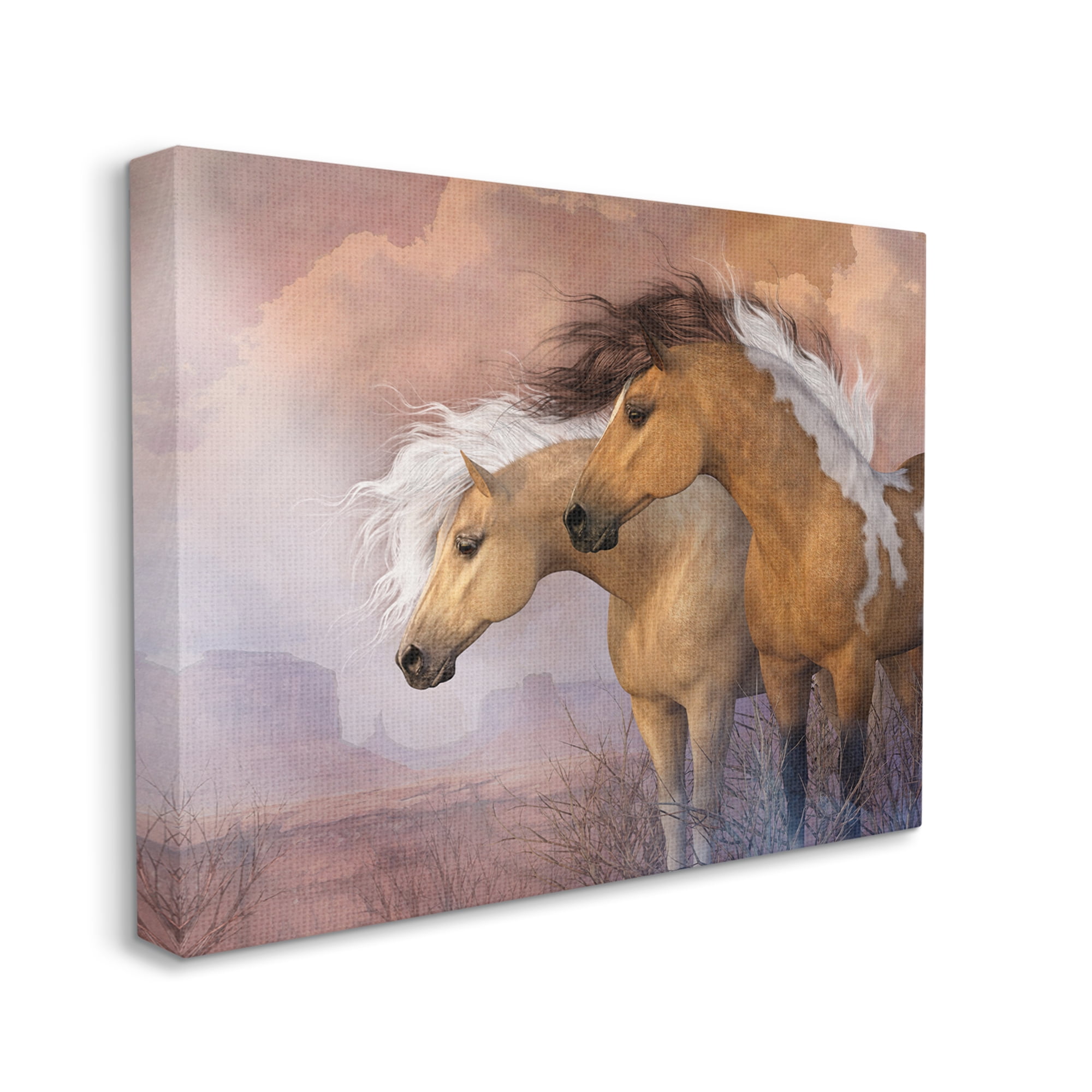 Stupell Industries Horse Duo at Sunset Animals & Insects Painting Gallery Wrapped Canvas Art Print Wall Art, 48 x 36
