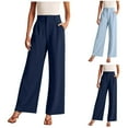 thumbnail image 7 of TrendOFT Womens Wide Leg Dress Pants for Women High Waisted Long Flowy Casual Dressy Trousers with Pockets Dark Blue L, 7 of 7