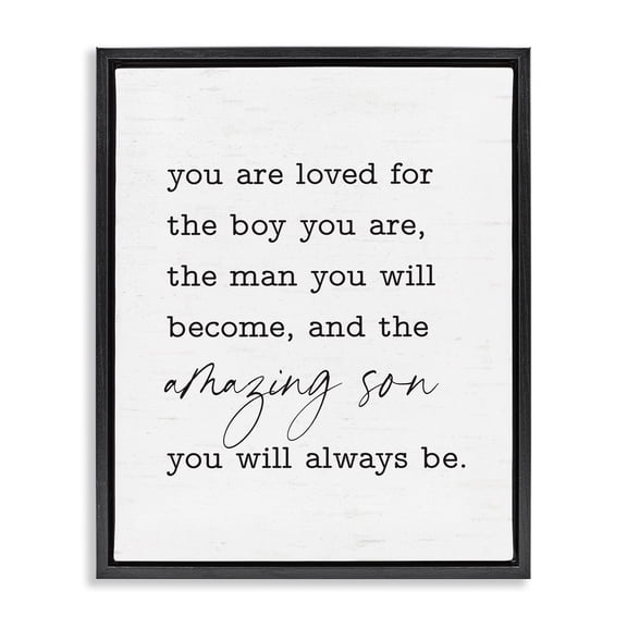 Stupell Industries Rustic Lodge Amazing Son Sentiment Black Floating Frame Canvas Art, 17 x 21, by Lettered and Lined