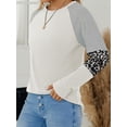 thumbnail image 4 of TEMOFON Women Fall Tops Casual Long Sleeves Crew Neck Sweatshirts Trendy Leopard Color Block Tops Loose Stripe Pullover Shirts for Women, 4 of 5
