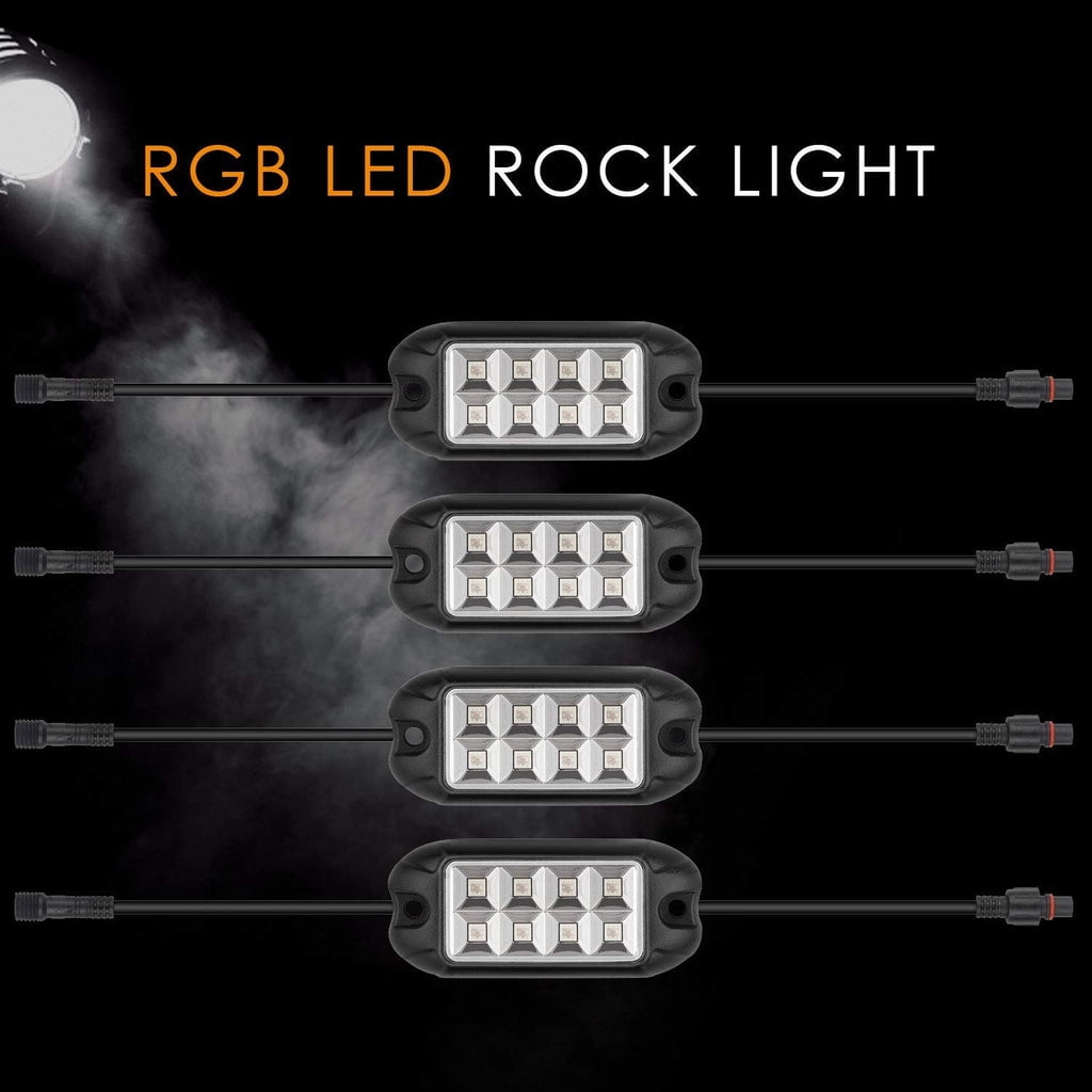 Sunpie Series Connection Rectangle Series 4pcs RGB-W LED Rock Lights (up to can connect 20 lights)