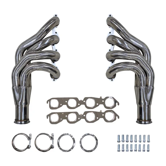 Stainless Steel BBC Turbo Headers Pair 2.25 Inch Primary 3.5 Inch V Band Outlet Forward Facing Up And Forward Compact Design For Big Block Chevy 396 427 454 502 572