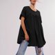 thumbnail image 4 of Fiudx Ofertas Del Día Moda Mujer Casual Manga Corta Cuello Redondo Blusas Plisadas Color Liso Patchwork Top Vestido, 4 of 7