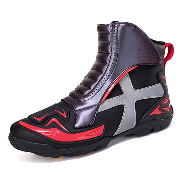Botas de moto y zapatos de moto para todas las estaciones para hombre y mujer.,Negro rojo,39