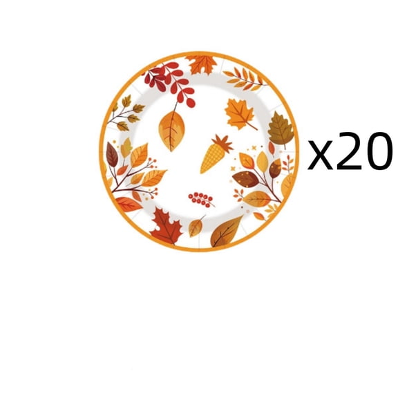 Fall Thanksgiving Disposable Tableware Set, Pumpkin Maple Leaf Print Paper Plates Cups Napkins Fall Holiday Dinner Party Supplies