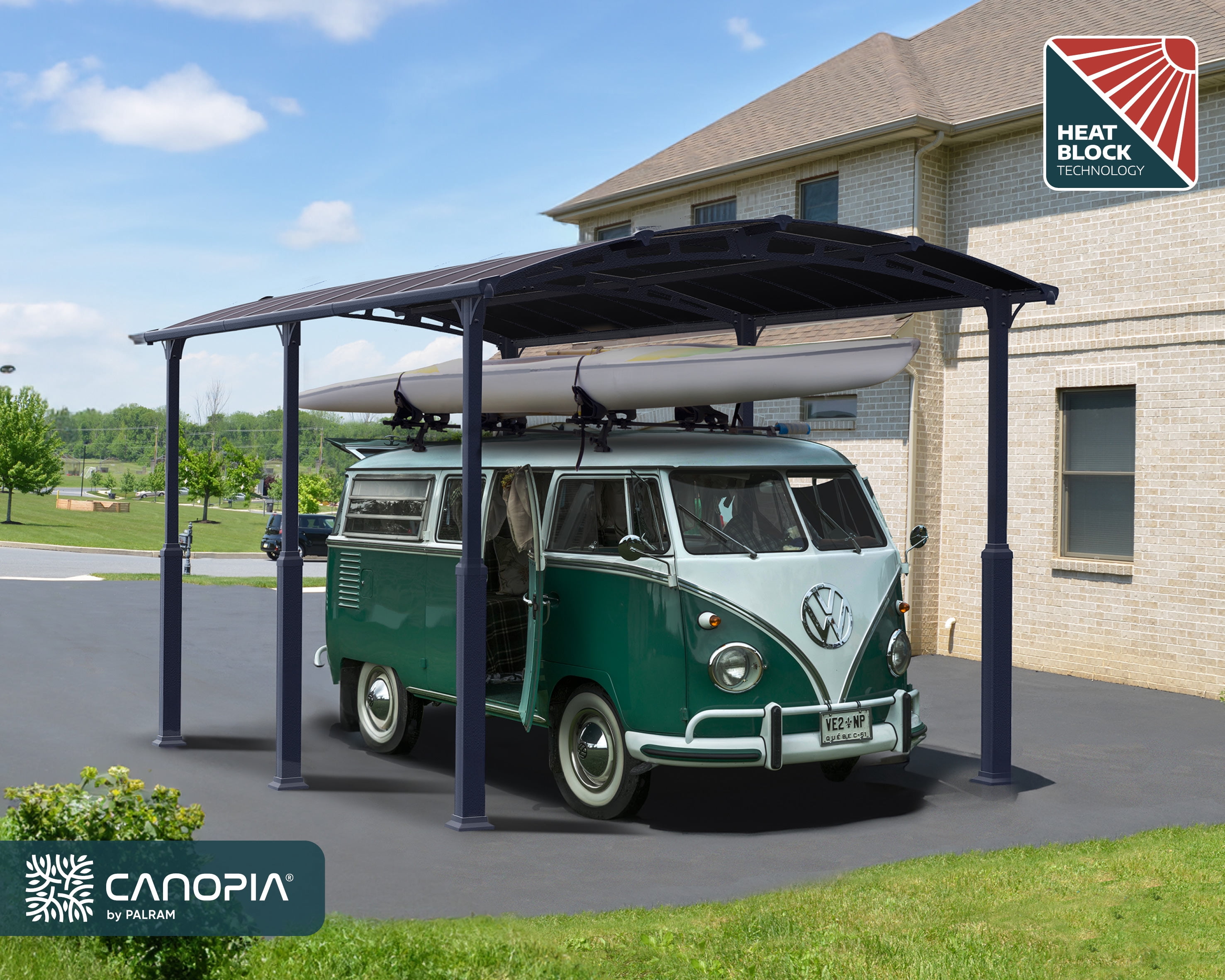Palram - Canopia Arcadia Alpine 12' x 21' Polycarbonate/Galvanized Steel Carport - Gray