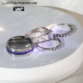 thumbnail image 2 of Adjustable size Wedding Ring Sets His And Hers Couples Women Diamond Sterling Silver Blue Sapphire Cz Man Titanium Wedding Bands, 2 of 11