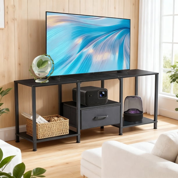 Mueble para TV Moderno Negro de 1.2 m, Centro de Entretenimiento con Cajones