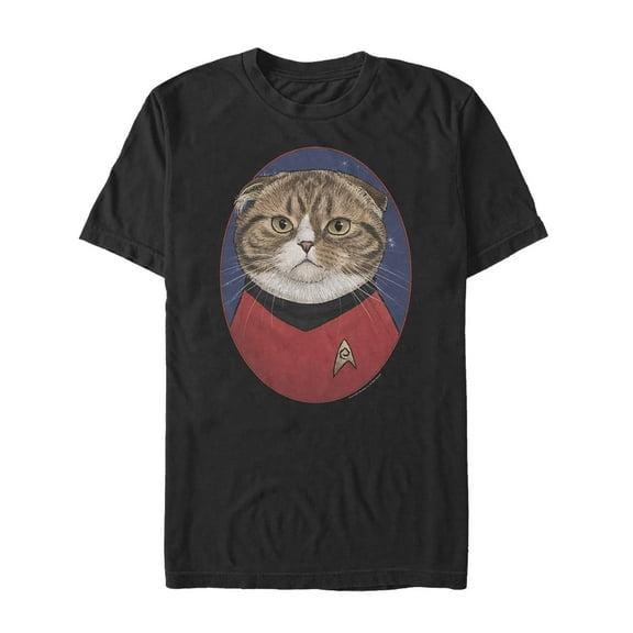 Men's Star Trek Scotty Cat Portrait  Graphic Tee Black X Large