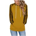 thumbnail image 2 of EchfiProm Womens Comfy Sweatshirt with Pockets Plaid Hoodies Pullover Hooded Yellow Tops for Ladies Long Sleeve, 2 of 6