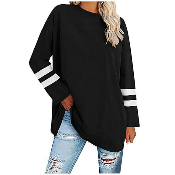 XFLWAM Women's Fall Long Sleeve Tunic Tops for Leggings Crewneck Casual Blouse Sweatshirt