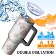 thumbnail image 5 of 40oz Pioneer Flower Floral Print Pattern Insulated Tumbler with Handle, BPA-Free Leak Proof Lid and Straws, Double Wall Vacuum, Hot 12h/Cold 34h, 5 of 6