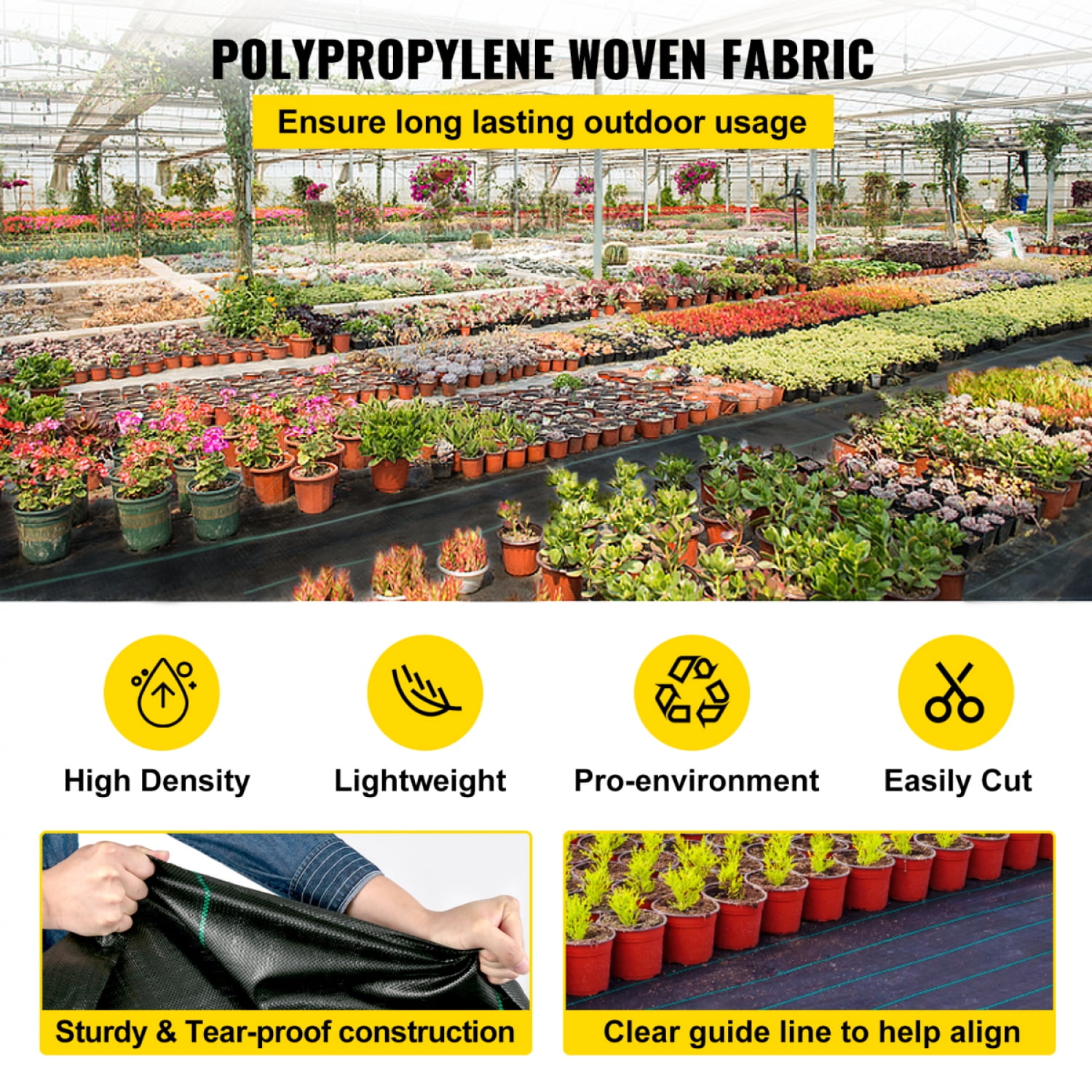 FENGFAN 6.5x300FT Weed Barrier Fabric, 3oz Woven Ground Cover for Flower Bed Landscaping, 1 Pack