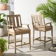 thumbnail image 2 of Safavieh Couture San Salvador Coastal Patio Counter Stools, Natural/Brown (Set of 2), 2 of 13