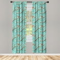 thumbnail image 4 of Ambesonne Forest Window Curtains, Bird Sika Deer Japanese Art, Each 28" W x 84" L, Seafoam and Umber, 4 of 4