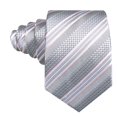 thumbnail image 4 of Set de Corbata Barry.Wang Gris con Rayas Rosadas de Seda, 4 of 5