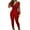 Red, variant on WREESH Womens Long Sleeve Jumpsuits Casual V-Neck Sheer Mesh Glitter Pocket Design Jumpsuit Red