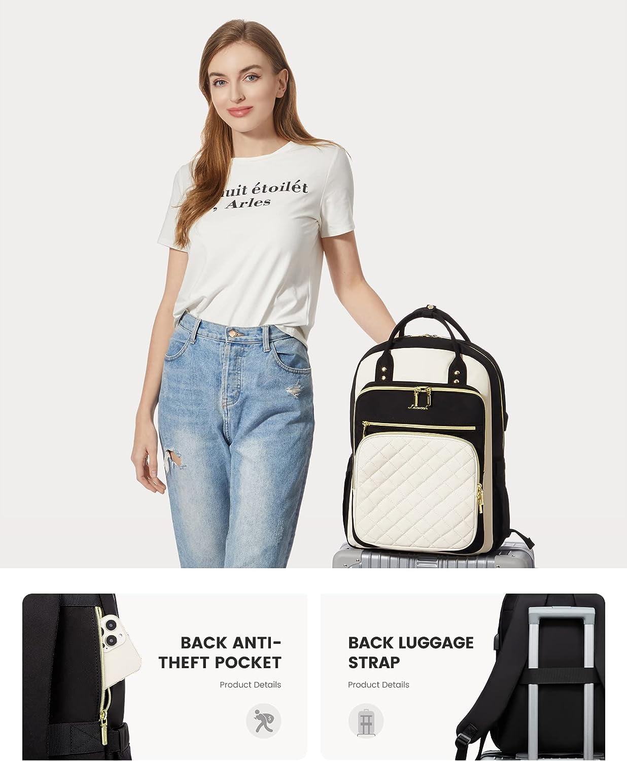 Lovevook Laptop Backpack Purses for Women,Nurse Teacher College Work Study Commuter Bag with 15.6 inch Laptop Compartment,Lightweight Travel Casual Daypacks With USB Port