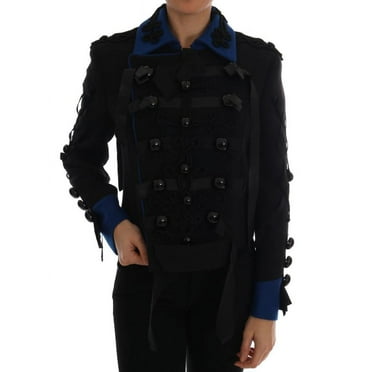 Dolce  Gabbana Chic Black  Blue Short Trench Jacket