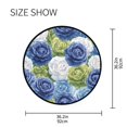 thumbnail image 5 of 36.2 Inch Round Floor Mat Blue and Green Roses Pattern Carpet Decor Rug for Living Room Bedroom, 5 of 6