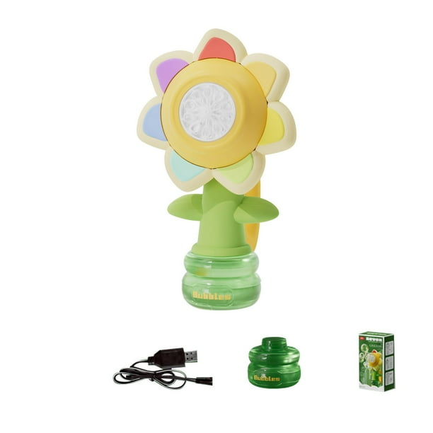 Fiudx Ofertas Flash Artículos En Oferta Máquina De Burbujas De Girasol, Flor De Siete Colores, Burbuja Completamente Automática Que Sopla 30Ml