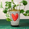 thumbnail image 6 of DEMDACO Pot and Saucer Black White Stripe Heart 7.5 x 5 Ceramic Stoneware Standing Planter Set, 6 of 6