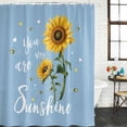 thumbnail image 2 of Light Blue Sunshine Sunflower Bathroom Shower Curtains with 12 Hooks Polyester Waterproof Shower Curtain for Stalls&Bathtubs Pastoral Bees Farmhouse Floral Decorative Bathroom Curtain 48x72 Inches, 2 of 9